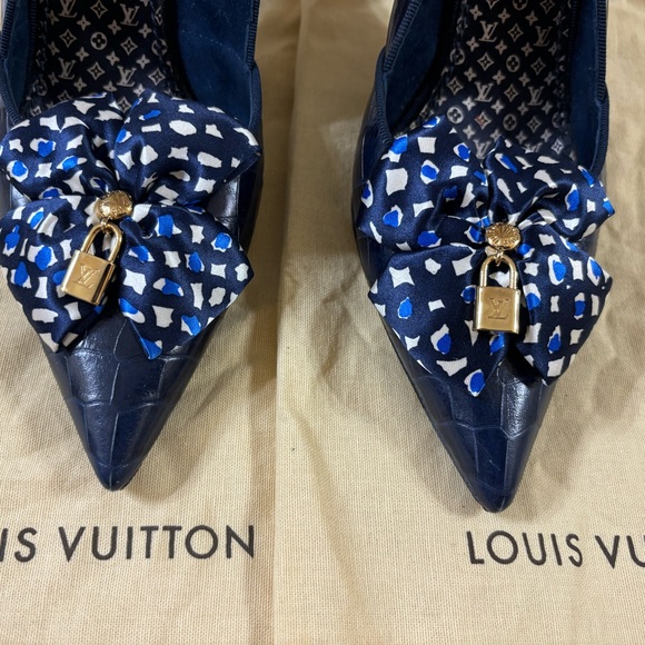 🆕Louis Vuitton padlock alligator leather slingback  shoes - Picture 2 of 7
